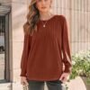 AUTOMET Long Sleeve Pleated Blouses