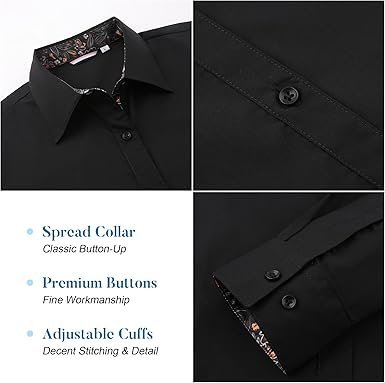 WARHORSEE Womens Cotton Button Down Dress Shirt Long Sleeve Easy Care Dressy Work Tops Business Casual Blouses for Women