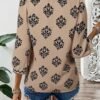 SHEWIN Women's Casual V Neck Floral Blouse