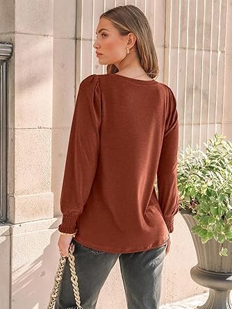 AUTOMET Long Sleeve Pleated Blouses