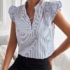 Floerns Striped Ruffle Summer Blouse