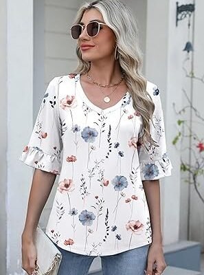 Zeagoo Women's Casual V-Neck Blouse
