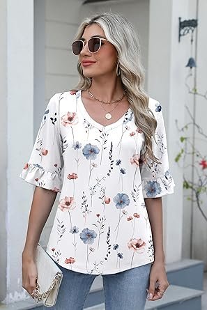 Zeagoo Women's Casual V-Neck Blouse