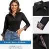 WARHORSEE Womens Cotton Button Down Dress Shirt Long Sleeve Easy Care Dressy Work Tops Business Casual Blouses for Women