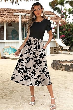 Zeagoo Women's Midi Dress with Pockets 2025