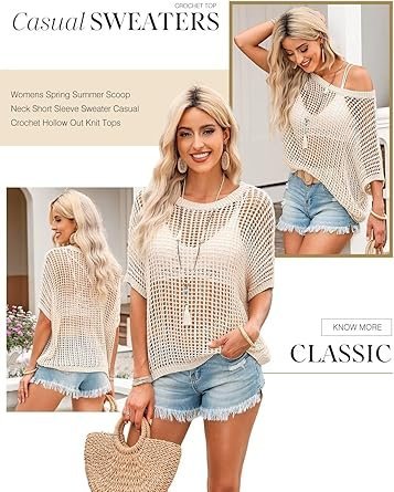 Dokotoo Women's Summer Crochet Sweater