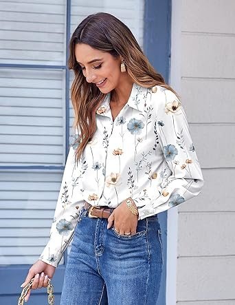Zeagoo Women's Floral Button Down Shirts