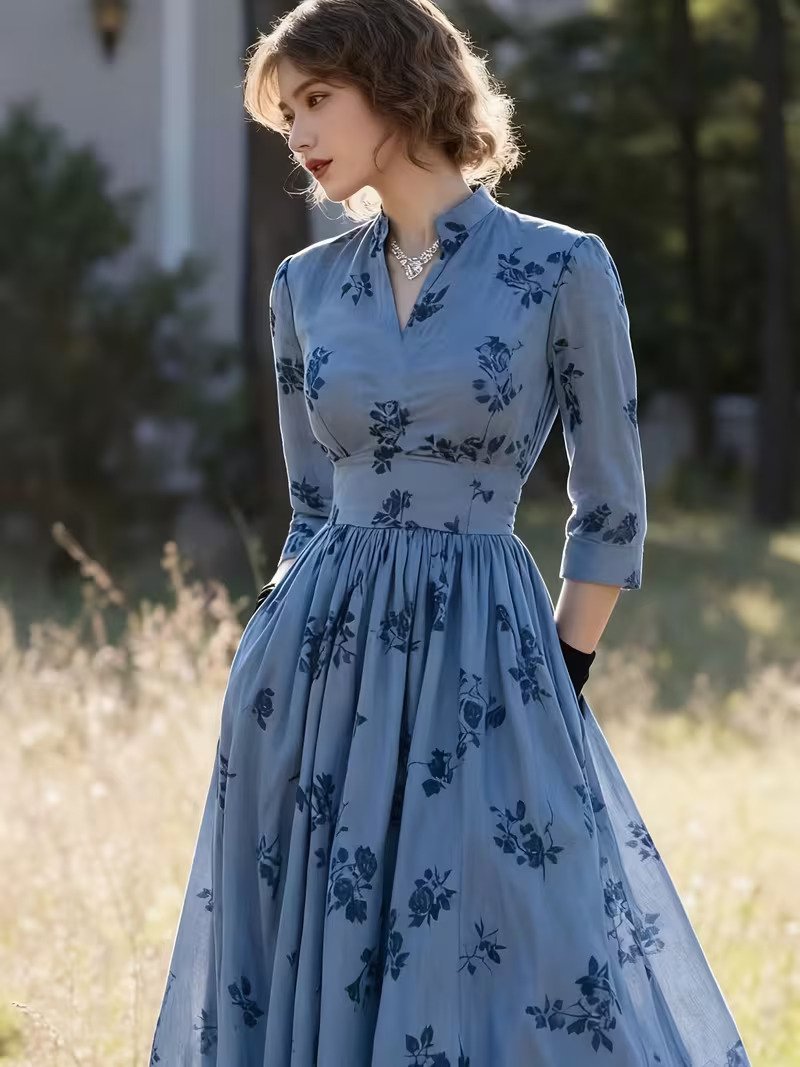 Elegant Eid V-Neck Long Dress